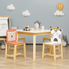 5 Piece Kiddy Table and Chair Set , Kids Wood Table with 4 Chairs Set Cartoon Animals (bigger table) (3-8 years old)