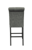 Dining Room Furniture Natural Rectangle Top Dining Table 6x High Chairs Charcoal Fabric Tufted Roll Back Top Chair Nail heads Trim and Storage Shelve