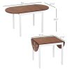 55" Solid Wood Kitchen Table, Drop Leaf Tables for Small Spaces, Folding Dining Table, Brown