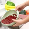 Green Thickened Kitchen Rice Washing Machine Rice Washing Sieve Rice Washing Basin Plastic Draining Vegetable Washing Basket