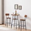 Round bar stool set with shelves, stool with backrest Rustic Brown, 23.6'' Dia x 35.4'' H