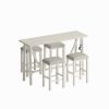 Modern 5-Piece Dining Table Set with Power Outlets,Bar Kitchen Table Set with Upholstered Stools, Easy Assemble, Beige