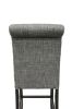 Dining Room Furniture Natural Rectangle Top Dining Table 6x High Chairs Charcoal Fabric Tufted Roll Back Top Chair Nail heads Trim and Storage Shelve