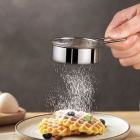 1pc, Powdered Sugar Sieve, Cocoa Powder, Matcha Powder, Flour Sifter, Hand-held Shaking Tea Sieve, Stainless Steel Baking Sieve (Color: Silver White)